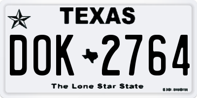 TX license plate DOK2764