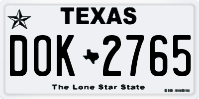 TX license plate DOK2765