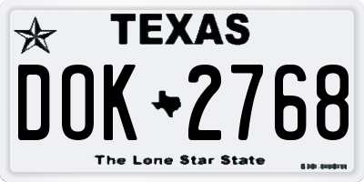 TX license plate DOK2768