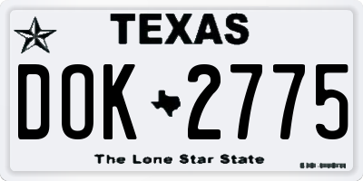TX license plate DOK2775