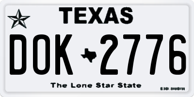 TX license plate DOK2776