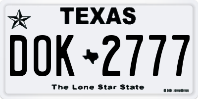 TX license plate DOK2777