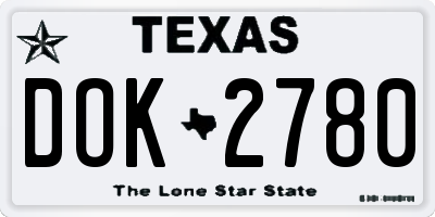 TX license plate DOK2780