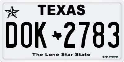 TX license plate DOK2783