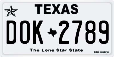 TX license plate DOK2789