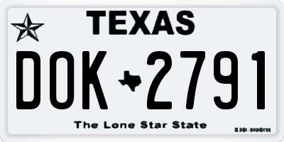 TX license plate DOK2791