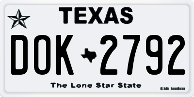 TX license plate DOK2792