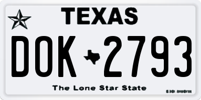 TX license plate DOK2793