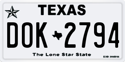 TX license plate DOK2794