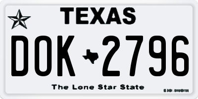 TX license plate DOK2796