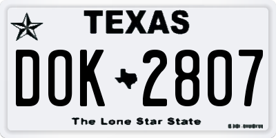 TX license plate DOK2807