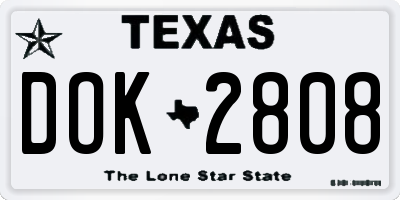 TX license plate DOK2808