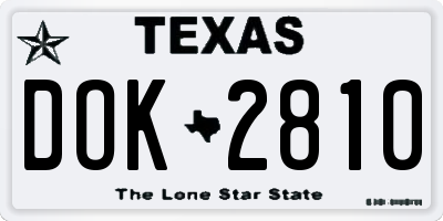 TX license plate DOK2810