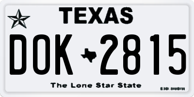TX license plate DOK2815