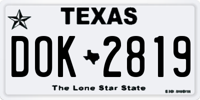 TX license plate DOK2819