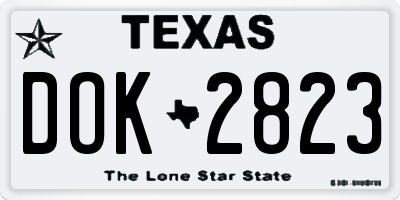 TX license plate DOK2823