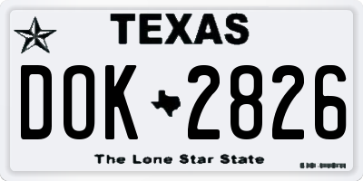 TX license plate DOK2826