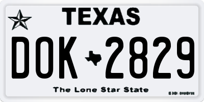 TX license plate DOK2829
