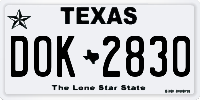 TX license plate DOK2830