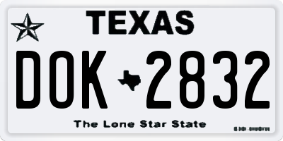 TX license plate DOK2832