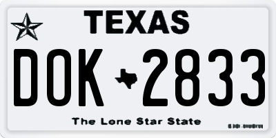 TX license plate DOK2833