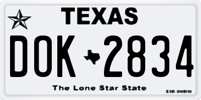 TX license plate DOK2834
