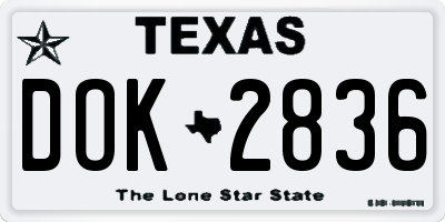 TX license plate DOK2836
