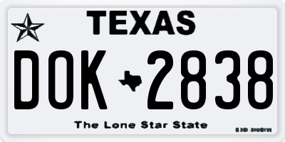 TX license plate DOK2838
