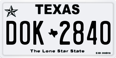 TX license plate DOK2840