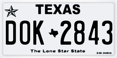 TX license plate DOK2843