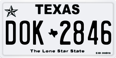 TX license plate DOK2846