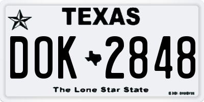 TX license plate DOK2848
