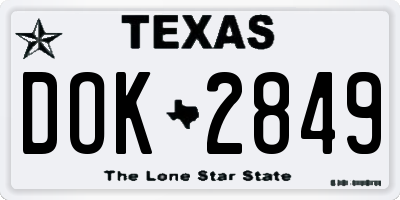 TX license plate DOK2849