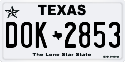 TX license plate DOK2853