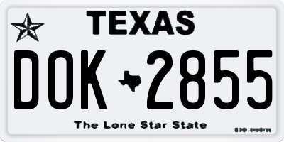 TX license plate DOK2855