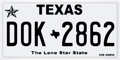 TX license plate DOK2862