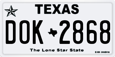 TX license plate DOK2868