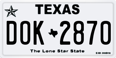 TX license plate DOK2870