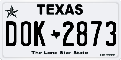 TX license plate DOK2873