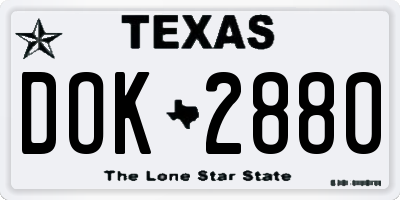 TX license plate DOK2880