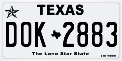 TX license plate DOK2883