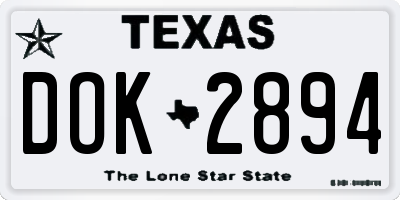 TX license plate DOK2894