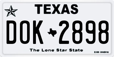 TX license plate DOK2898