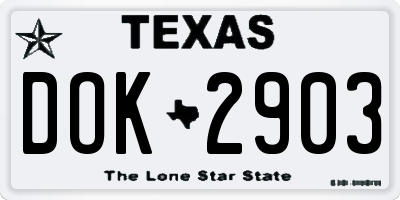 TX license plate DOK2903