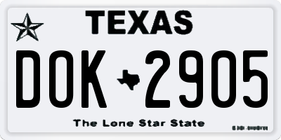 TX license plate DOK2905