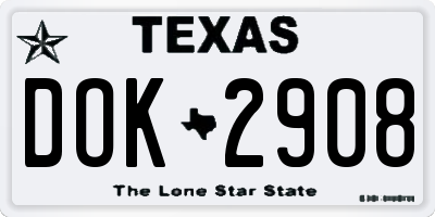 TX license plate DOK2908