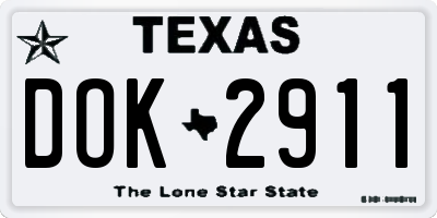 TX license plate DOK2911