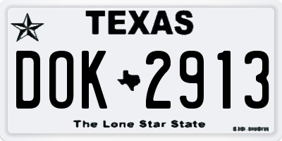 TX license plate DOK2913