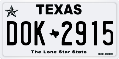 TX license plate DOK2915