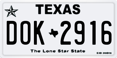 TX license plate DOK2916